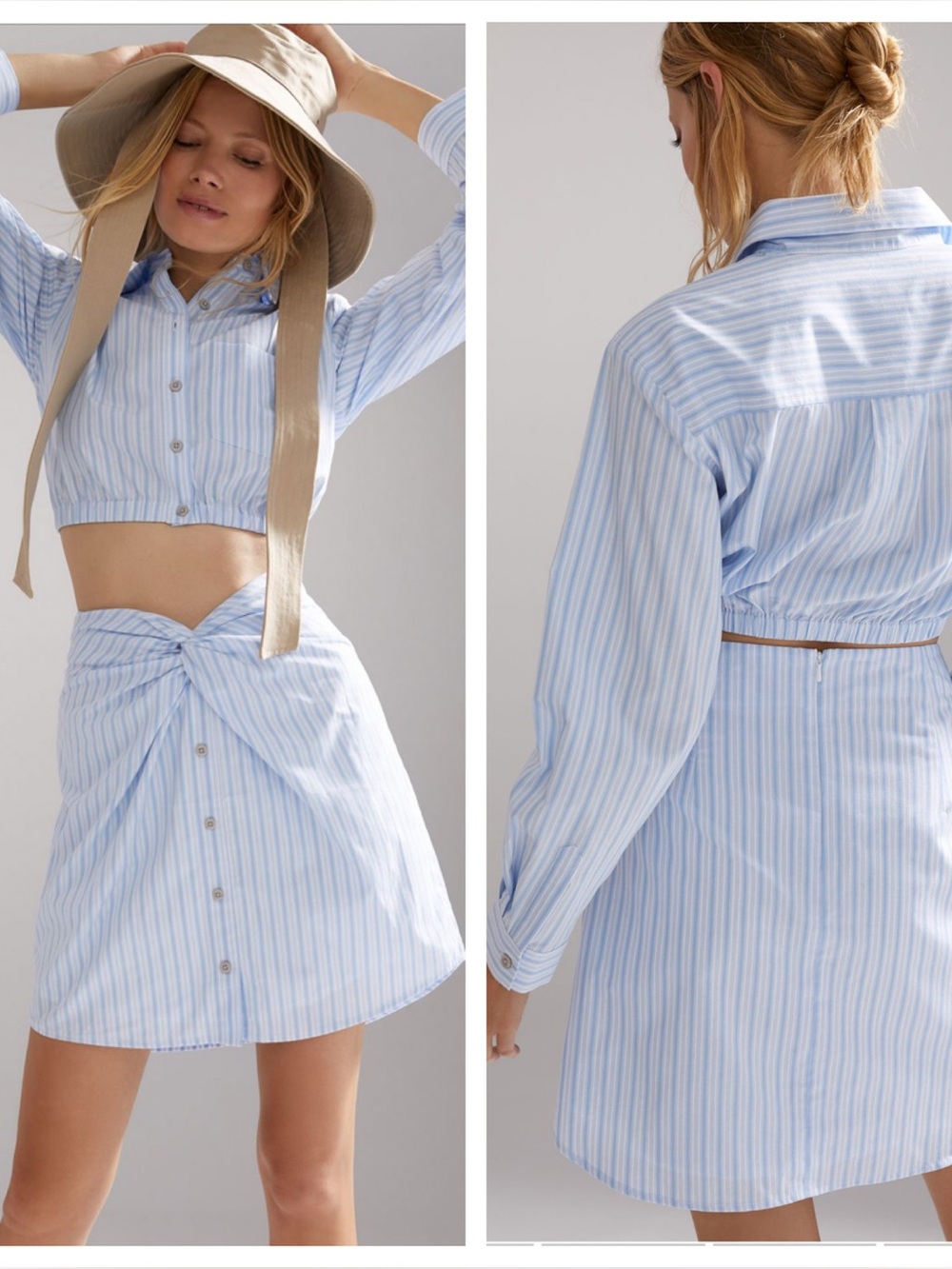 Anthropologies Maeve Two-Piece Shirt and Skirt Set